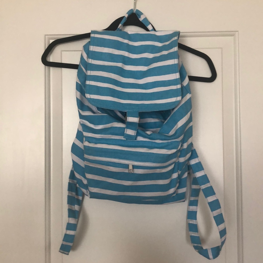 Blue and White striped backpack
